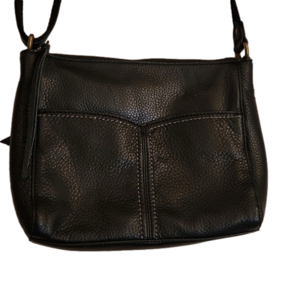 The Sak Alameda Black & Tan Leather Crossbody Purse Bag NWOT